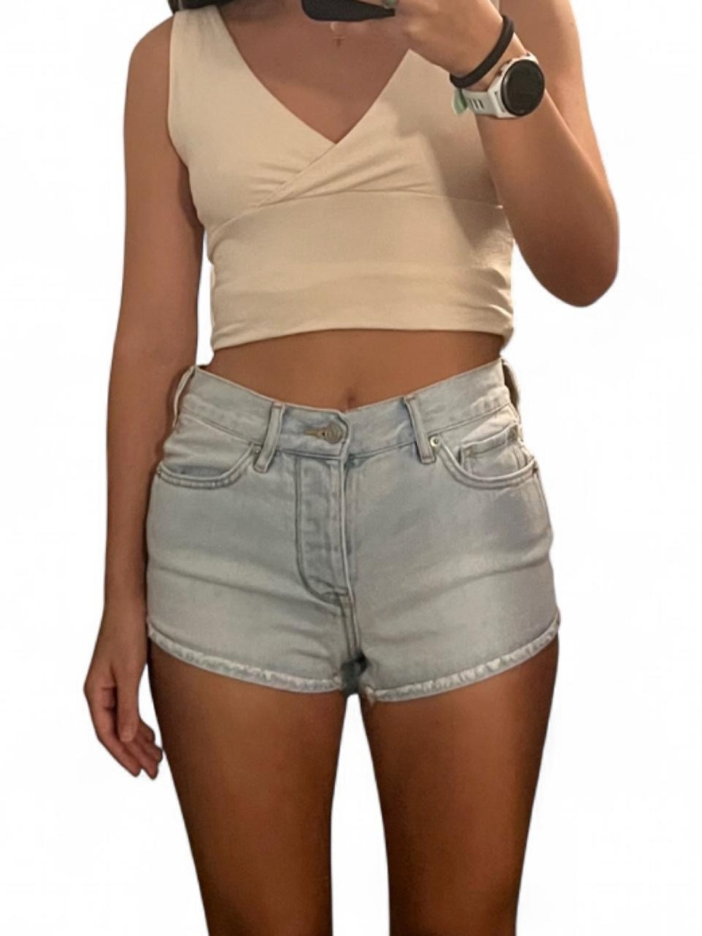 Brandy Melville Light Blue High-Rise Denim Shorts